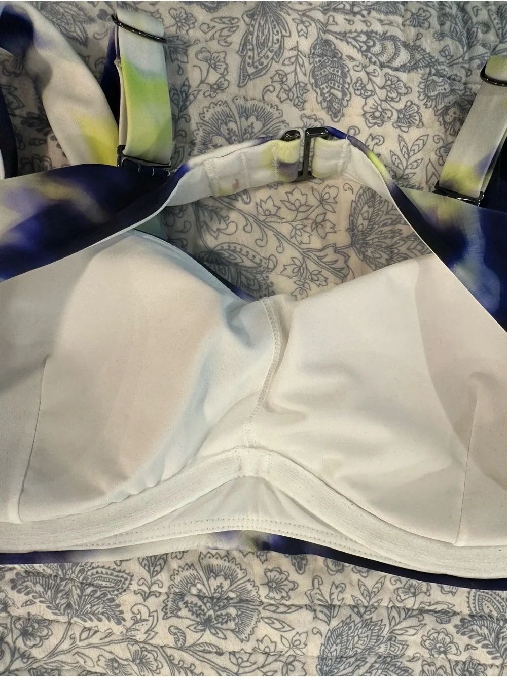 NWT Athleta Tie-Dye Bikini Top in Navy, Yellow & White